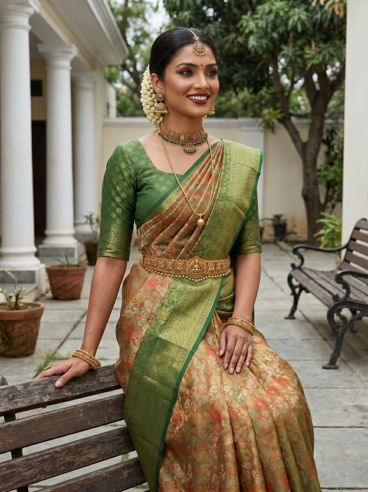 MIMOSA Orange Saree Saree — pose 10 styling detail