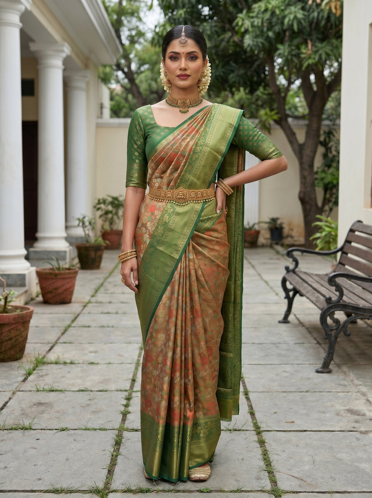 MIMOSA Orange Saree Saree — pose 4 styling detail