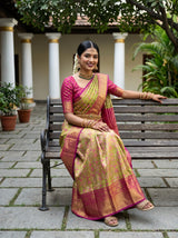 Parrot Green  Saree