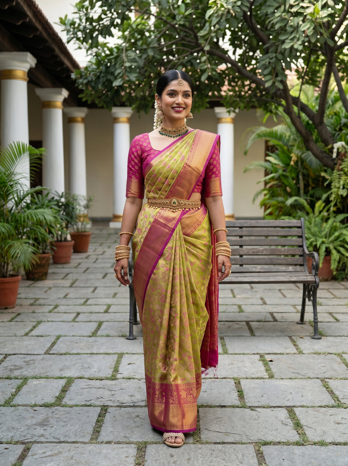 MIMOSA Parrot Green Saree Saree — pose 6 styling detail
