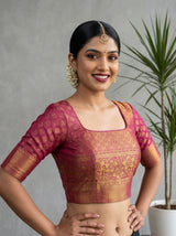 MIMOSA Parrot Green Saree Saree — blouse close-up