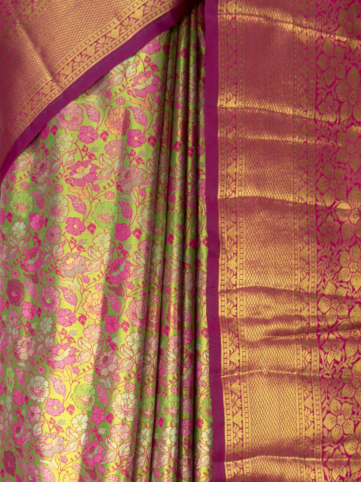 MIMOSA Parrot Green Saree Saree — fleets shot full lifestyle