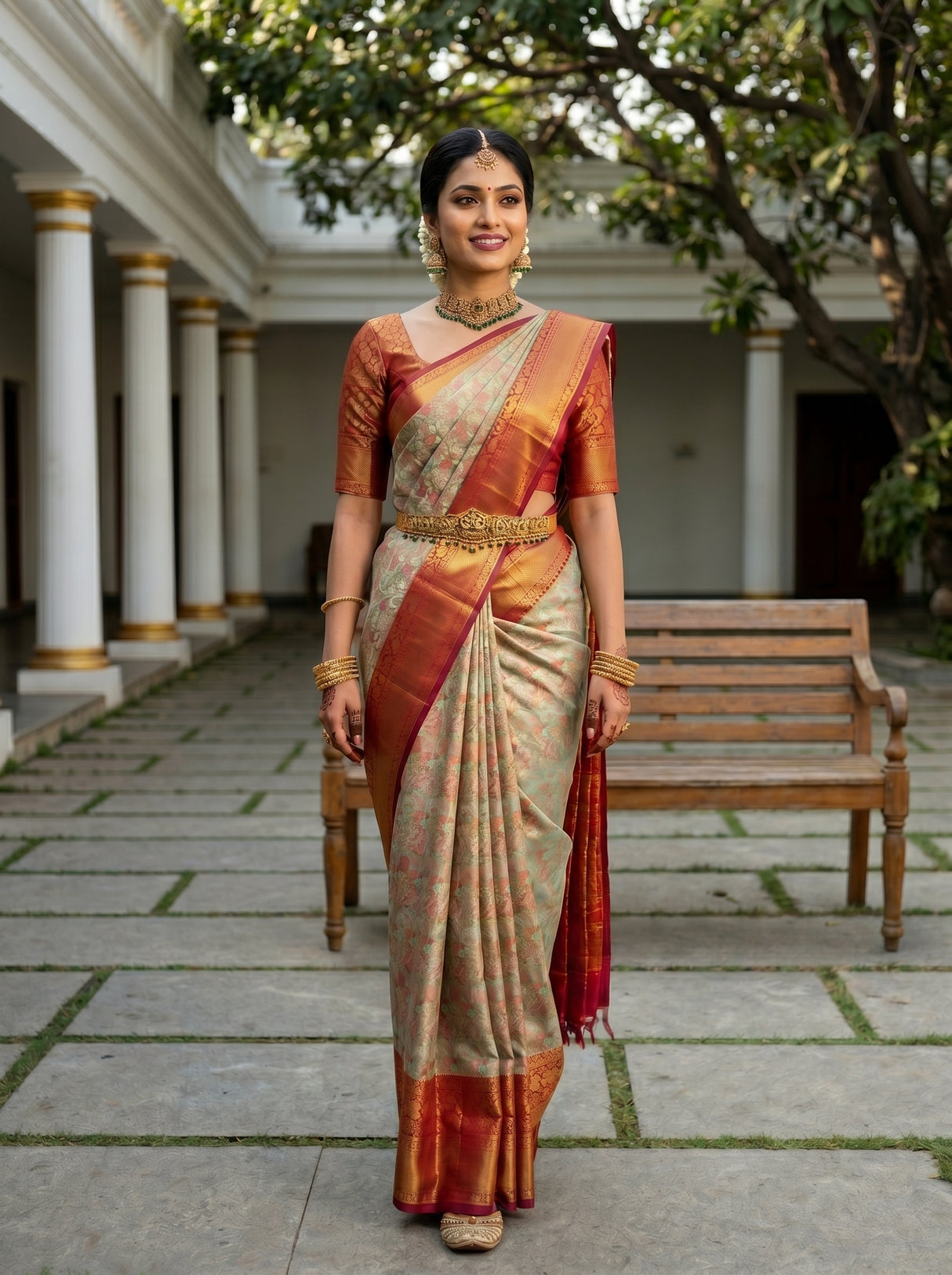 MIMOSA Pista Saree Saree — pose 6 styling detail
