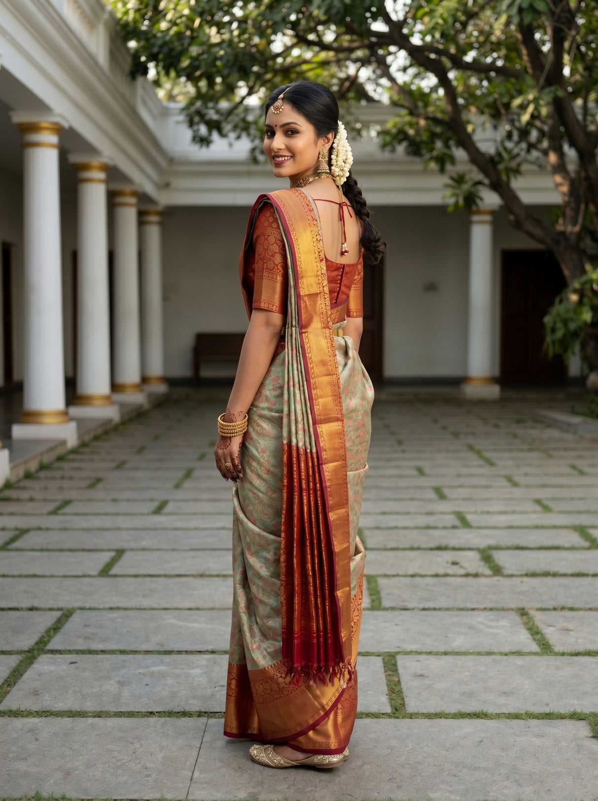 MIMOSA Pista Saree Saree — pose 7 styling detail