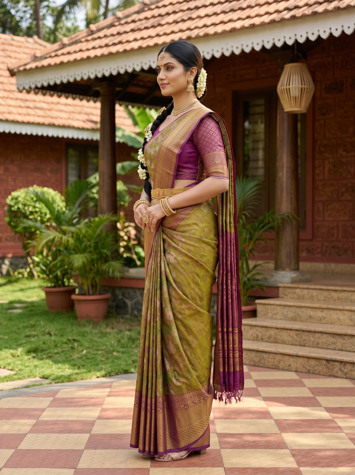 MIMOSA Green Saree Saree — pose 3 styling detail