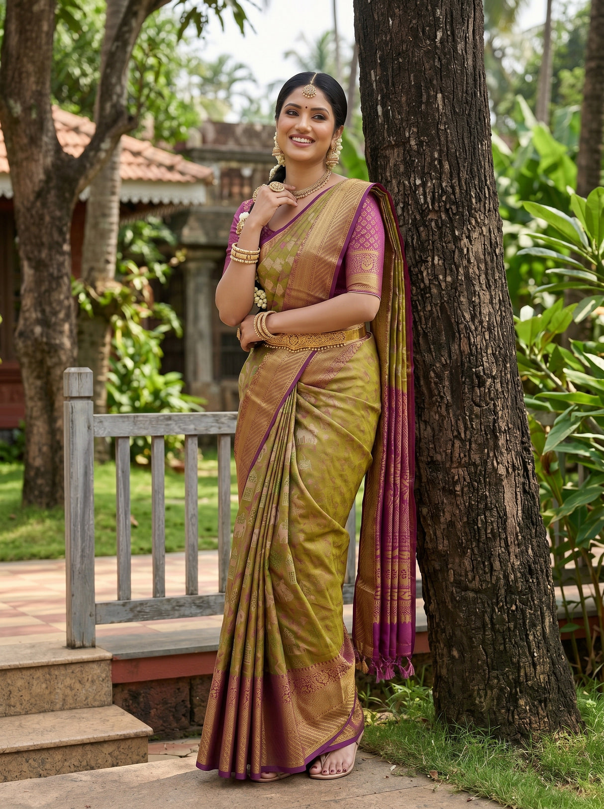 MIMOSA Green Saree Saree — pose 9 styling detail