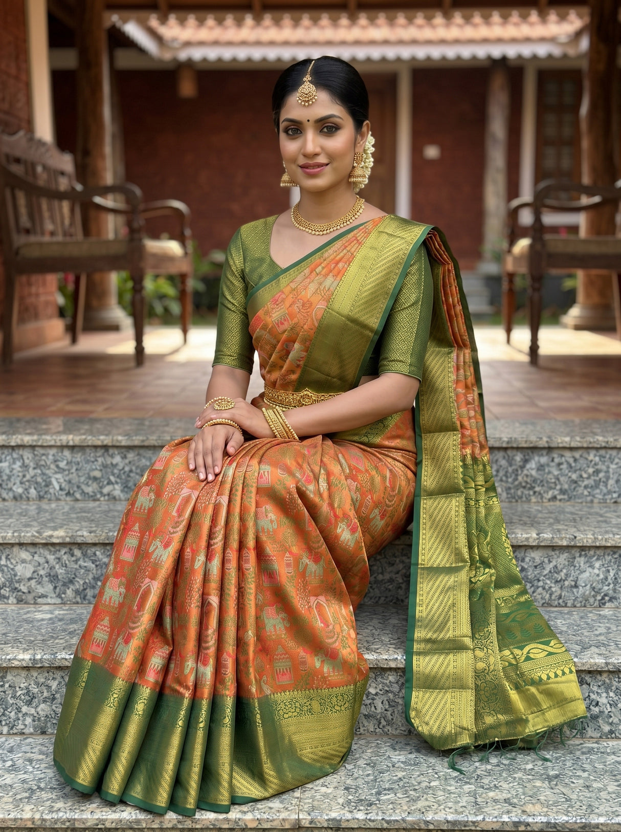 MIMOSA Orange Saree Saree — pose 8 styling detail