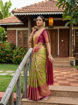 MIMOSA Parrot Green Saree Saree — pose 5 styling detail
