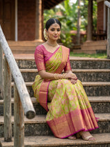 MIMOSA Parrot Green Saree Saree — pose 8 styling detail