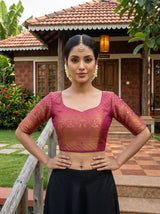 MIMOSA Parrot Green Saree Saree — blouse close-up