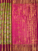 MIMOSA Parrot Green Saree Saree — pallu and zari work detail