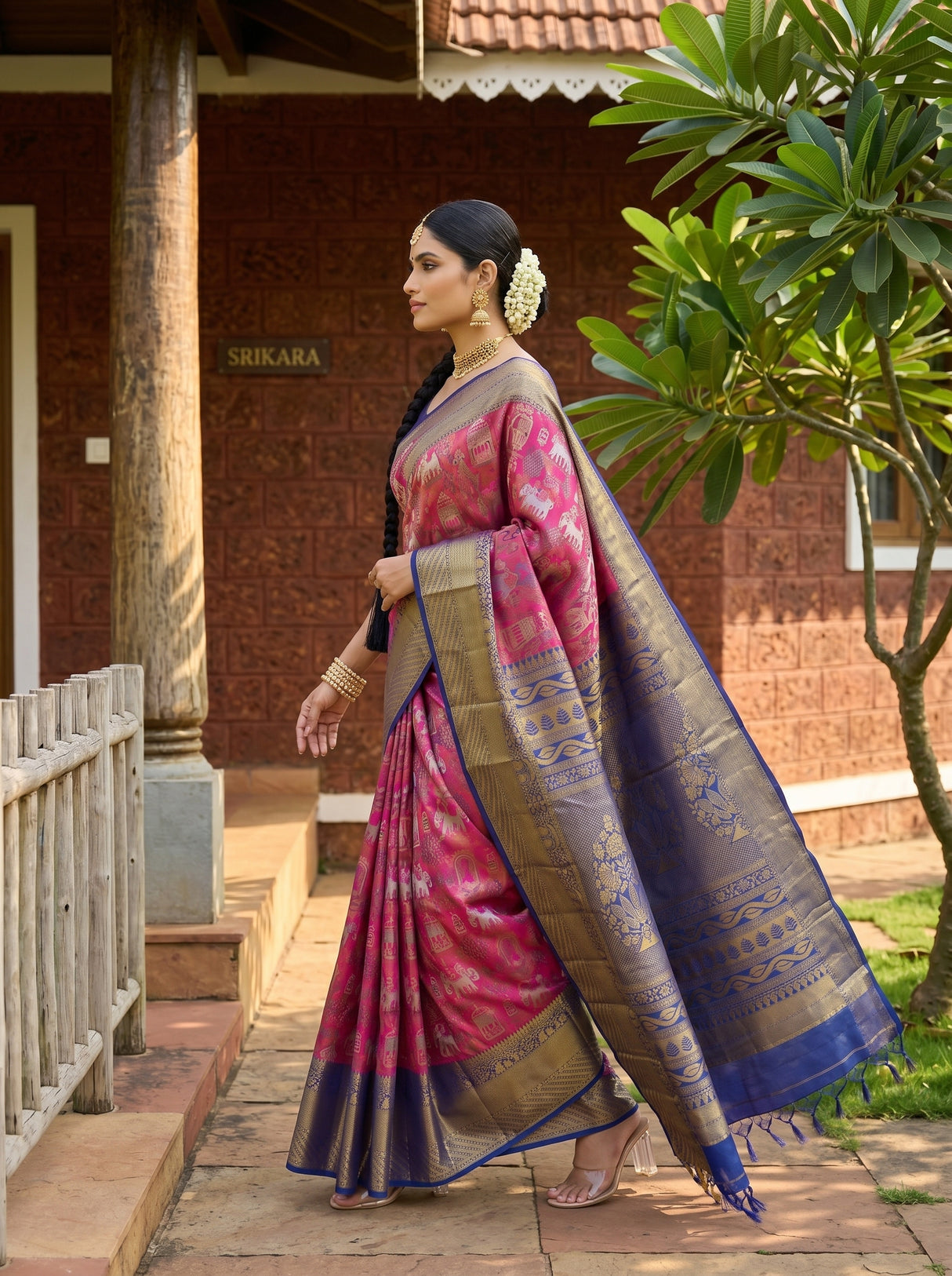 MIMOSA Rani Saree Saree — pose 3 styling detail