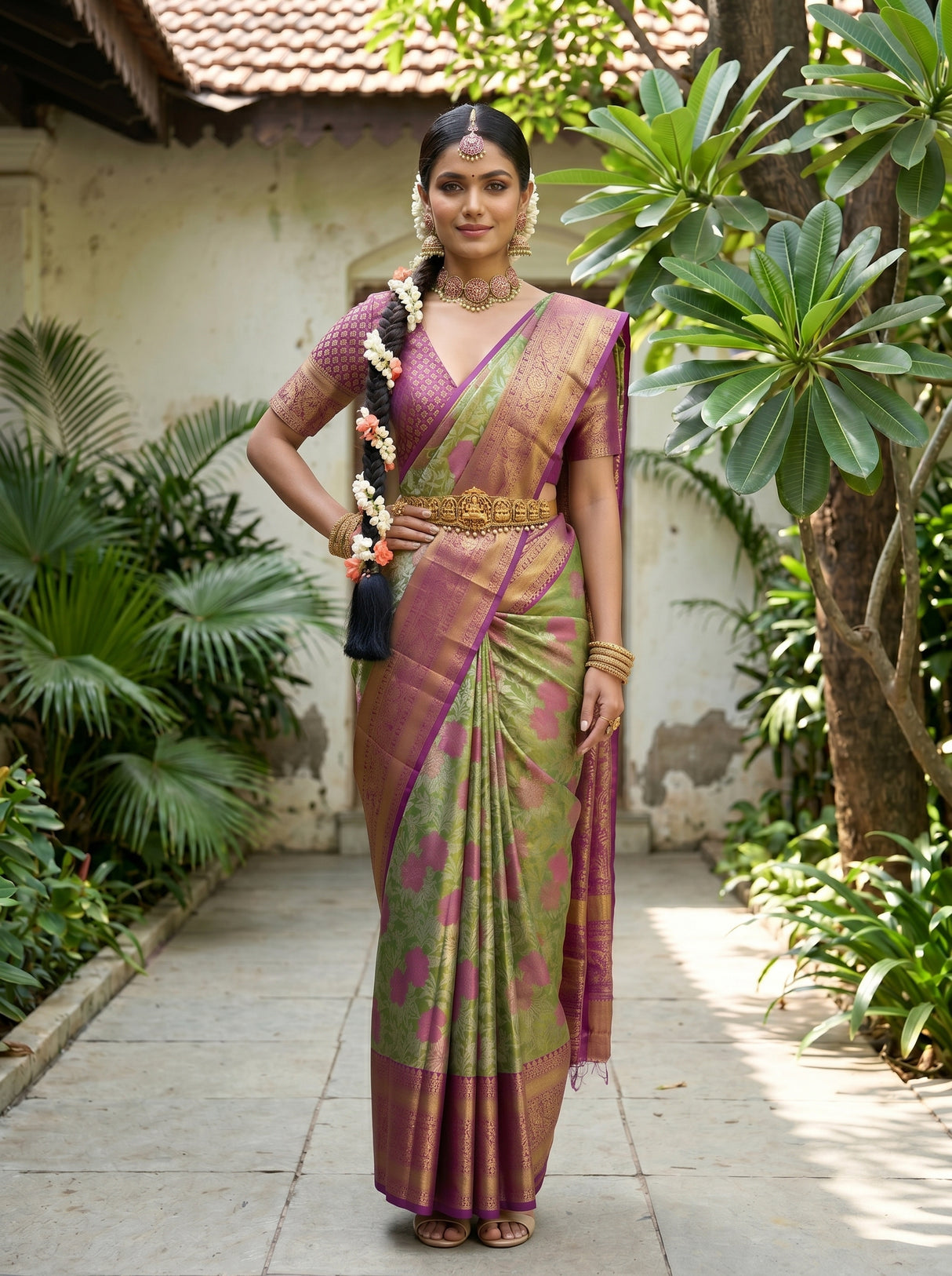 MIMOSA Green Saree Saree — pose 4 styling detail