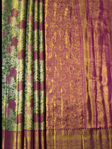 MIMOSA Green Saree Saree — pallu and zari work detail