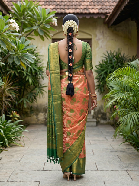 MIMOSA Orange Saree Saree — pose 2 styling detail