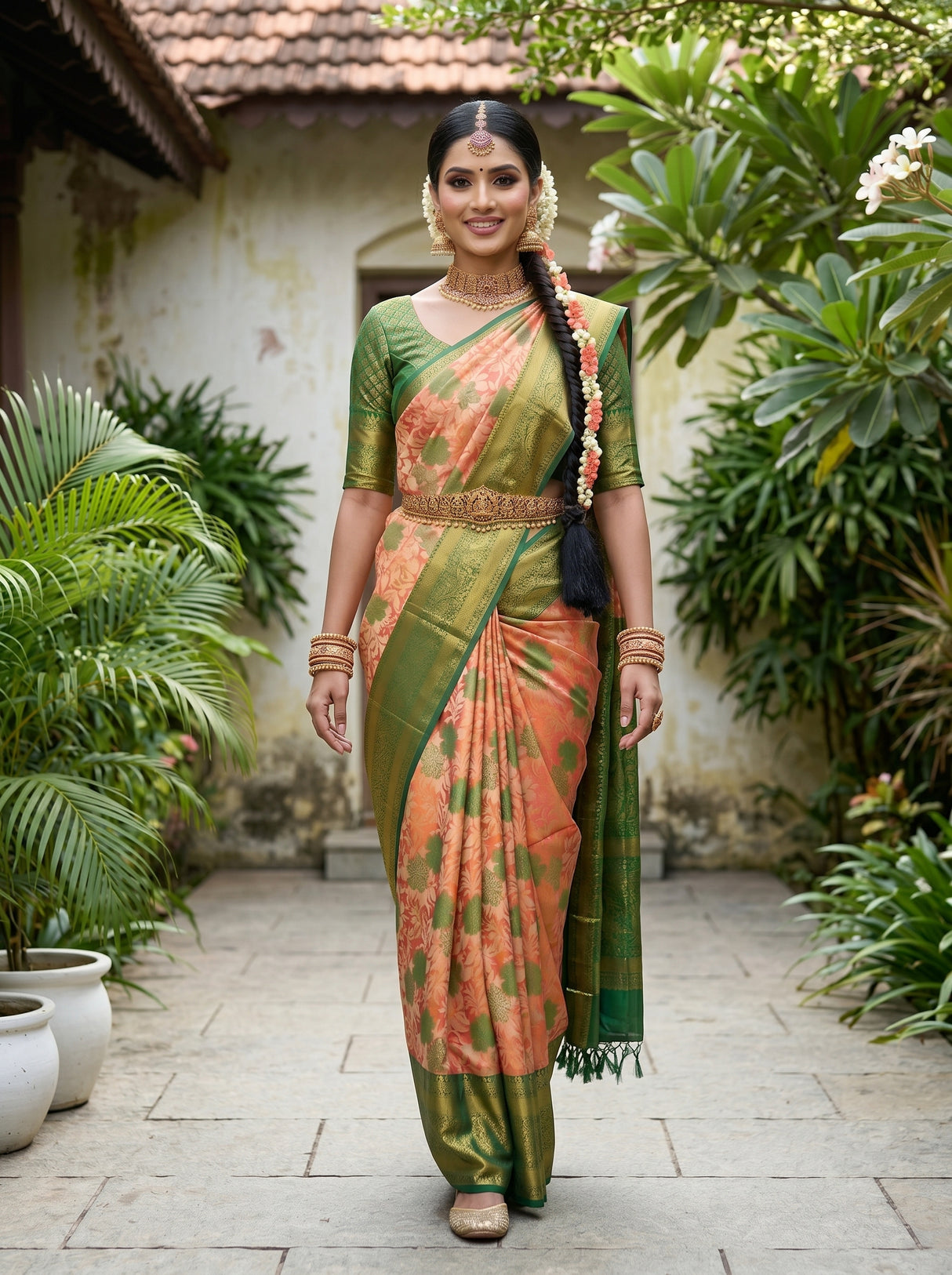 MIMOSA Orange Saree Saree — pose 6 styling detail