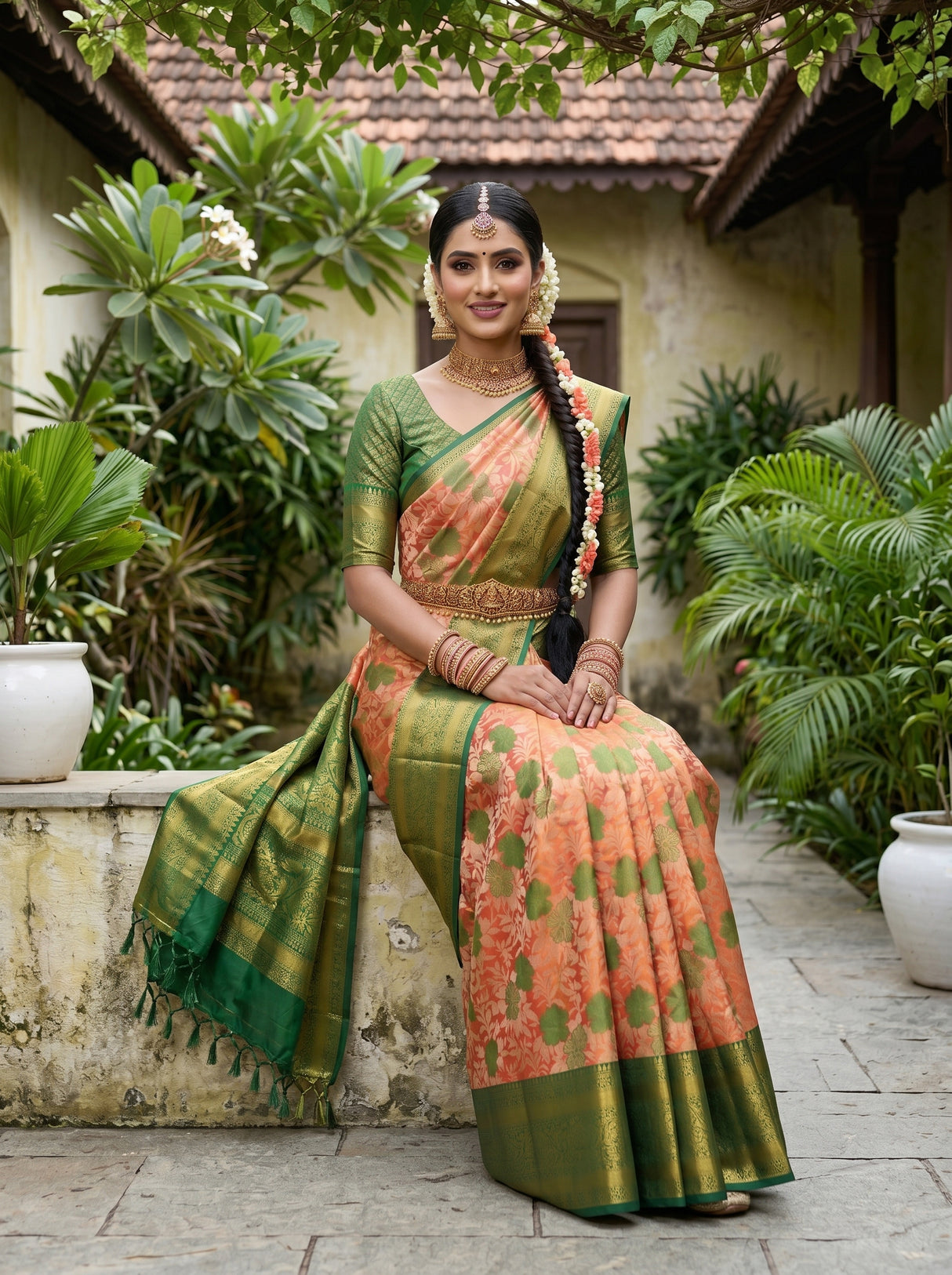 MIMOSA Orange Saree Saree — pose 8 styling detail