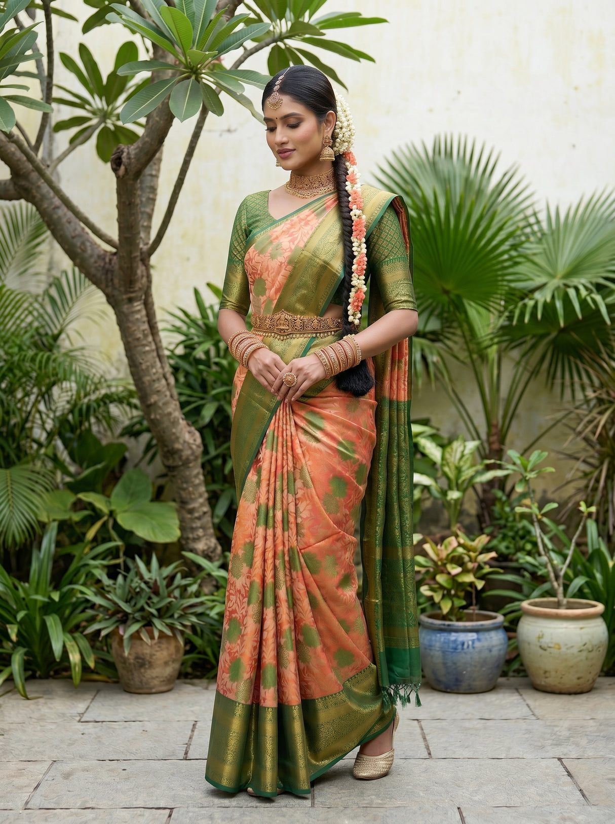 MIMOSA Orange Saree Saree — pose 9 styling detail