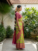 MIMOSA Parrot Green Saree Saree — pose 3 styling detail