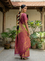 MIMOSA Parrot Green Saree Saree — pose 5 styling detail