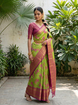 MIMOSA Parrot Green Saree Saree — pose 9 styling detail