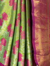 MIMOSA Parrot Green Saree Saree — fleets shot full lifestyle