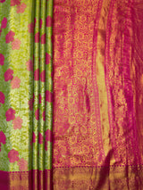 MIMOSA Parrot Green Saree Saree — pallu and zari work detail