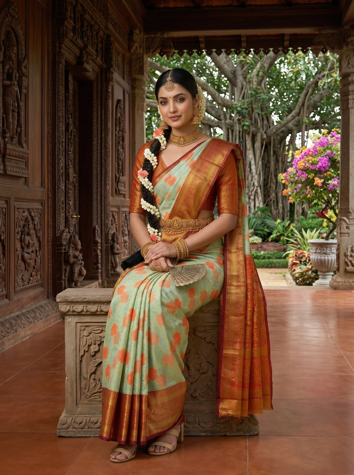 MIMOSA Pista Saree Saree — pose 8 styling detail