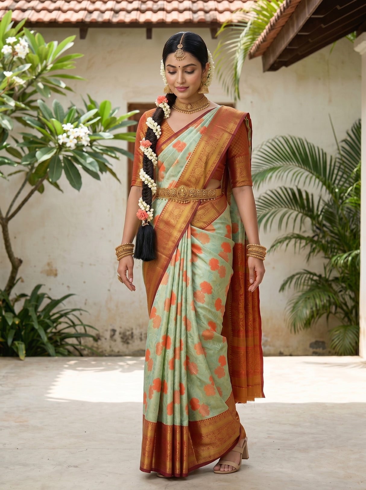 MIMOSA Pista Saree Saree — pose 9 styling detail
