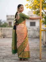 MIMOSA Orange Kanjivaram Art Silk Saree — close-up of saree drape