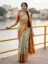 MIMOSA Pista Kanjivaram Art Silk Saree — model lifestyle pose