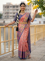 MIMOSA Rani Kanjivaram Art Silk Saree — close-up of model's hands and waist belt