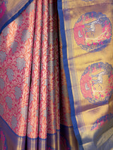 MIMOSA Rani Kanjivaram Art Silk Saree — close-up of railing and saree