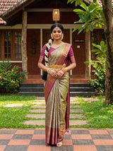 MIMOSA Green Kanjivaram Art Silk Saree — AI Model lifestyle pose