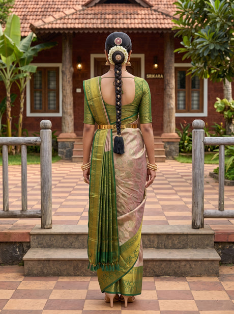 MIMOSA Lavender Kanjivaram Art Silk Saree — Full saree body and pallu shot