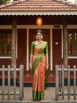 MIMOSA Orange Kanjivaram Art Silk Saree — AI Model lifestyle pose