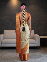 MIMOSA Pista Kanjivaram Art Silk Saree — Full saree body and pallu shot