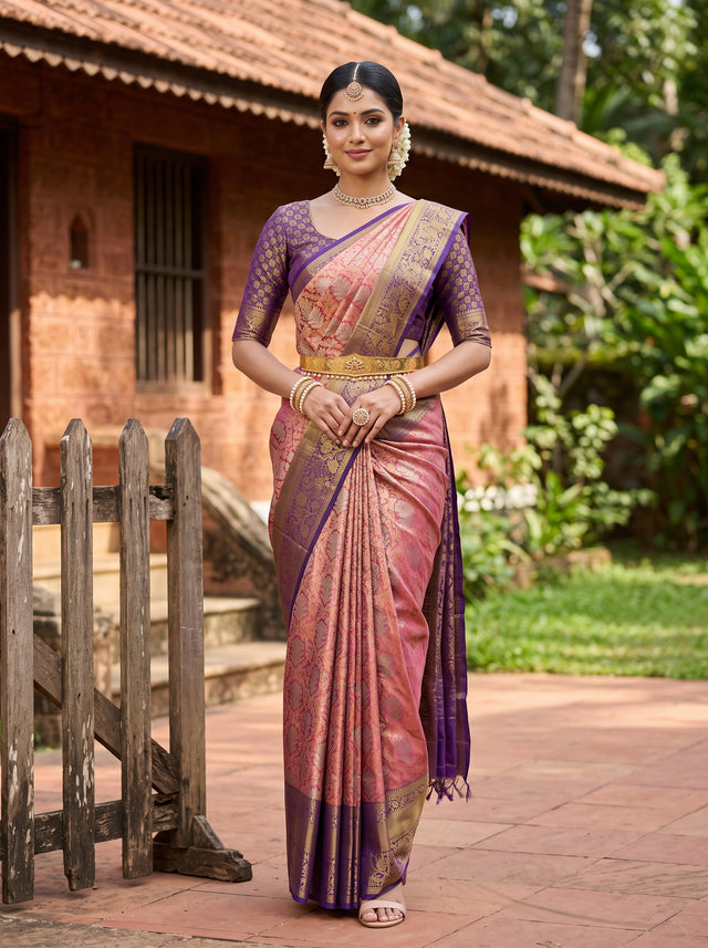 MIMOSA Rani Kanjivaram Art Silk Saree — AI Model lifestyle pose