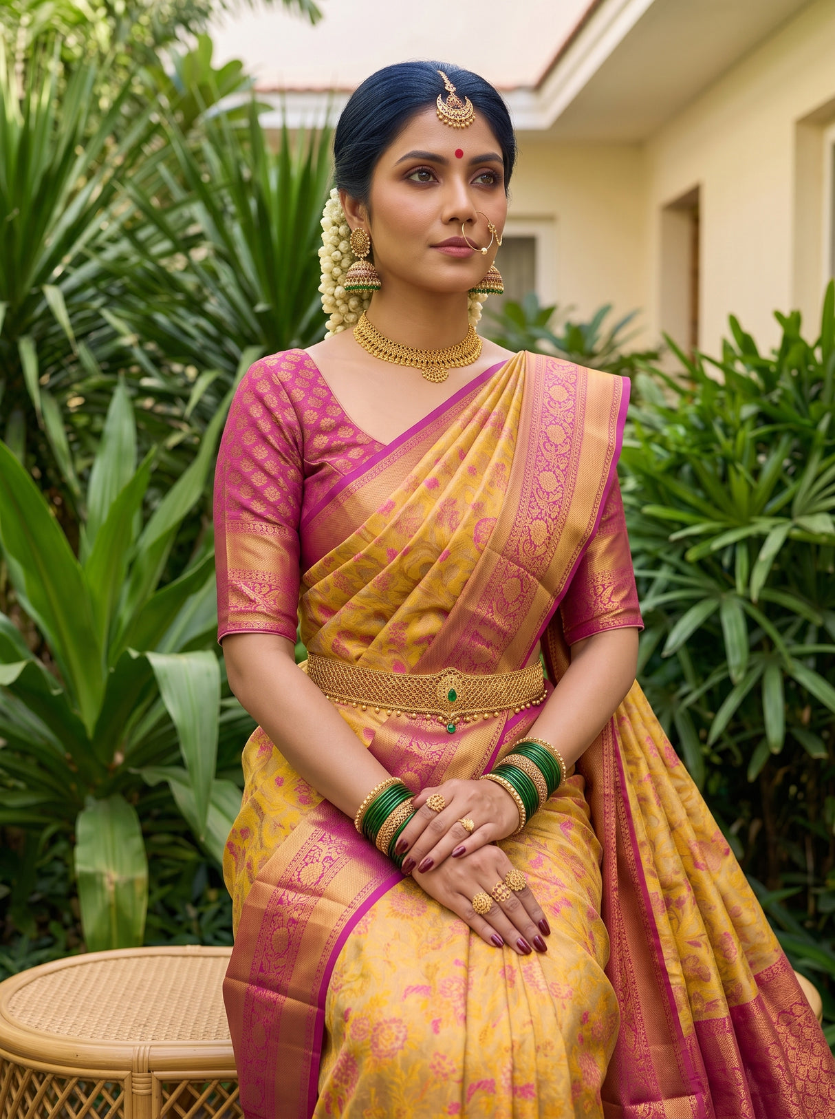 MIMOSA Gold Saree Saree — pose 10 styling detail