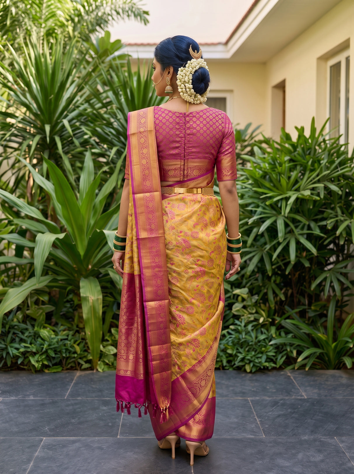 MIMOSA Gold Saree Saree — pose 2 styling detail