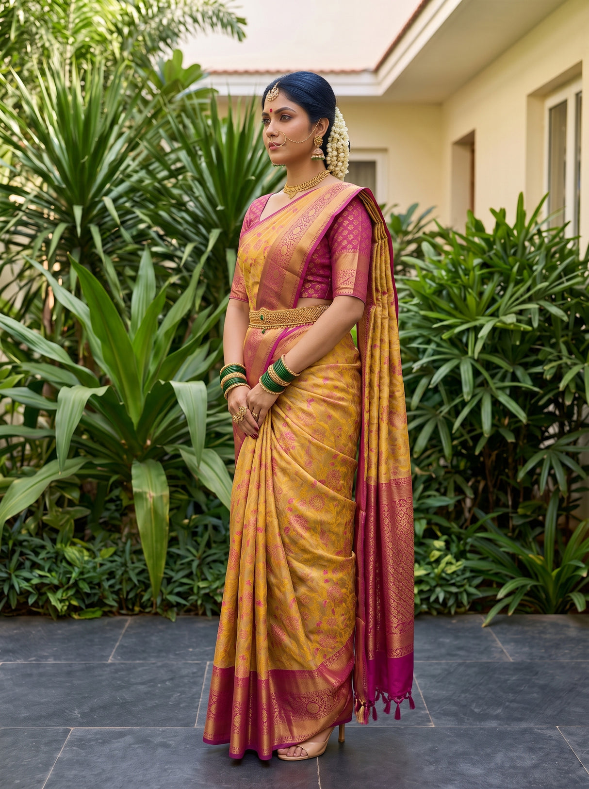 MIMOSA Gold Saree Saree — pose 3 styling detail