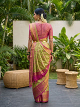 MIMOSA Parrot Green Saree Saree — pose 2 styling detail