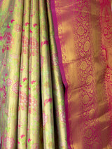 MIMOSA Parrot Green Saree Saree — fleets shot full lifestyle