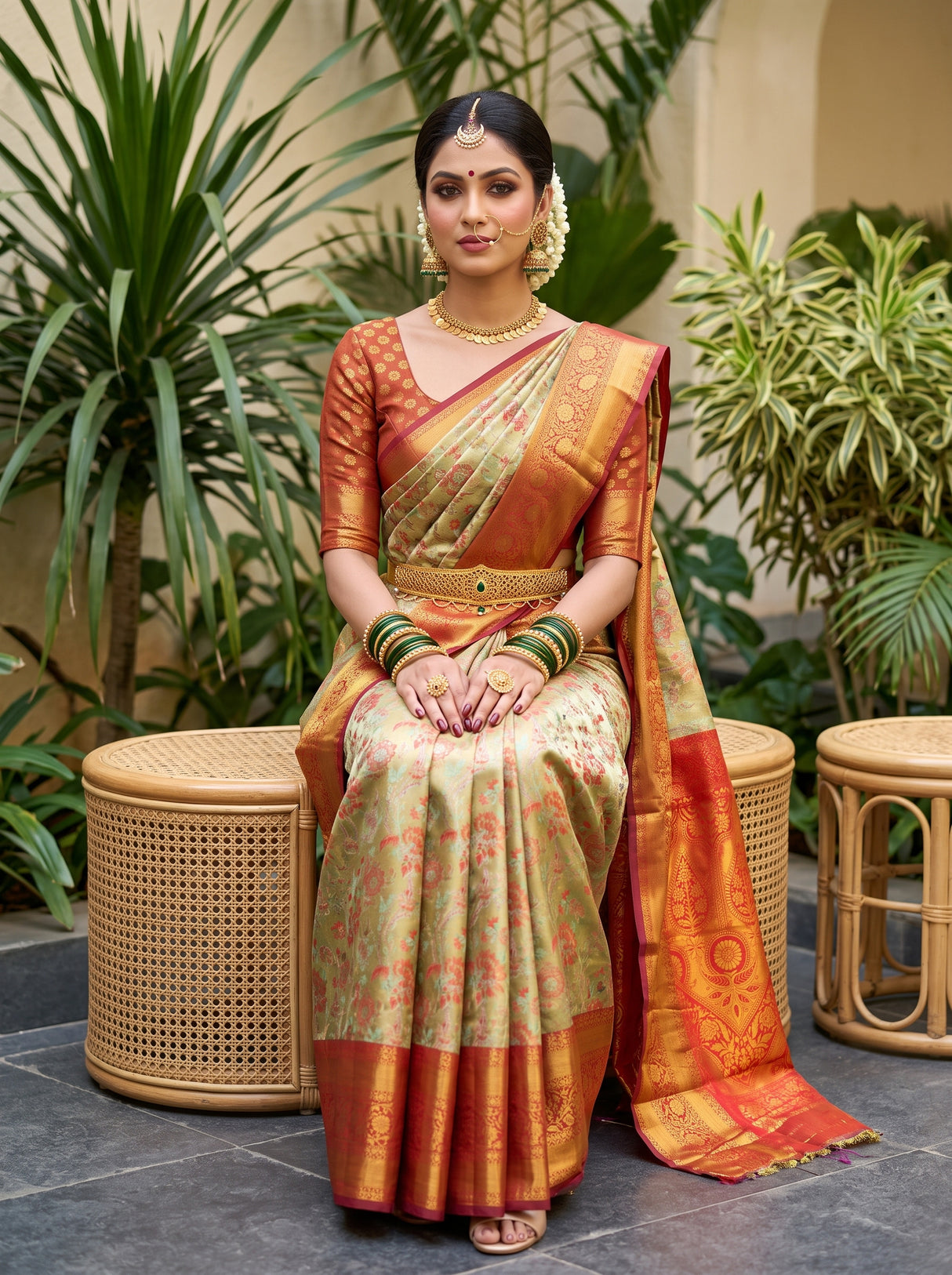 MIMOSA Pista Saree Saree — pose 6 styling detail
