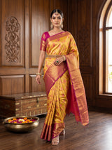 MIMOSA Gold Kanjivaram Art Silk Saree — pose 6 styling detail