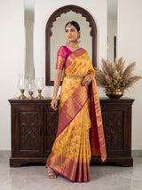 MIMOSA Gold Kanjivaram Art Silk Saree — pose 9 styling detail