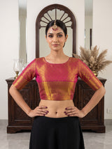 MIMOSA Gold Kanjivaram Art Silk Saree — blouse close-up
