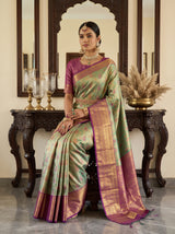 MIMOSA Green Kanjivaram Art Silk Saree — pose 8 styling detail