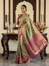 MIMOSA Green Kanjivaram Art Silk Saree — pose 9 styling detail