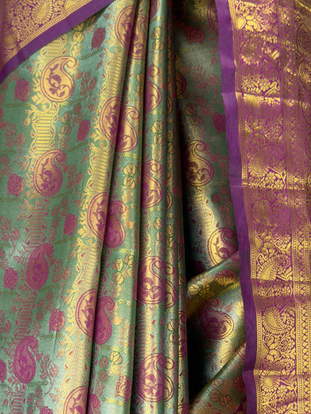 MIMOSA Green Kanjivaram Art Silk Saree — fleets shot full lifestyle